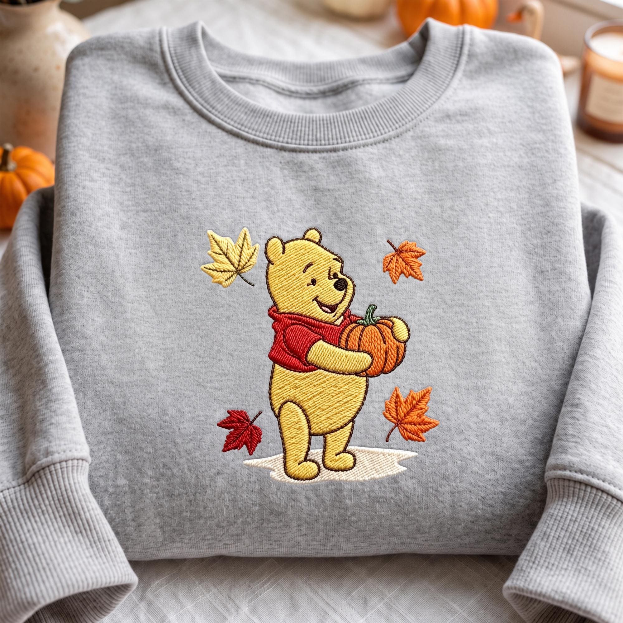 Embroidered Fall Winnie the Pooh Bear Quarter Zip Sweatshirt Hoodie and Baby Tee – Cozy Autumn Disney Trip Birthday Gift - photo 7