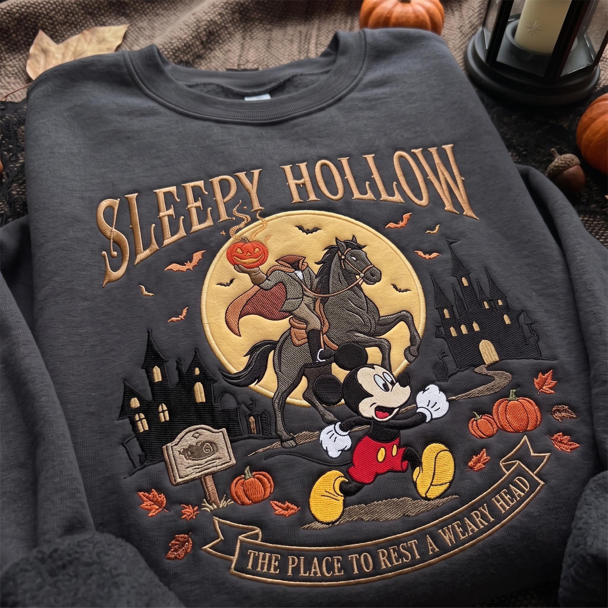 Embroidered Headless Horseman Mickey Shirt for a Disney Halloween Party – Sleepy Hollow Spooky Family Vacation Tee 2026