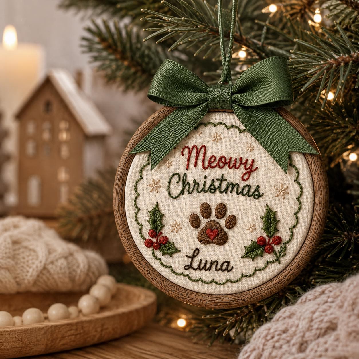 Personalized Family Christmas Ornament with Custom Names Embroidered Hoop, First Christmas Together Keepsake, and Dog Lover Holiday Gift 2026 - photo 8