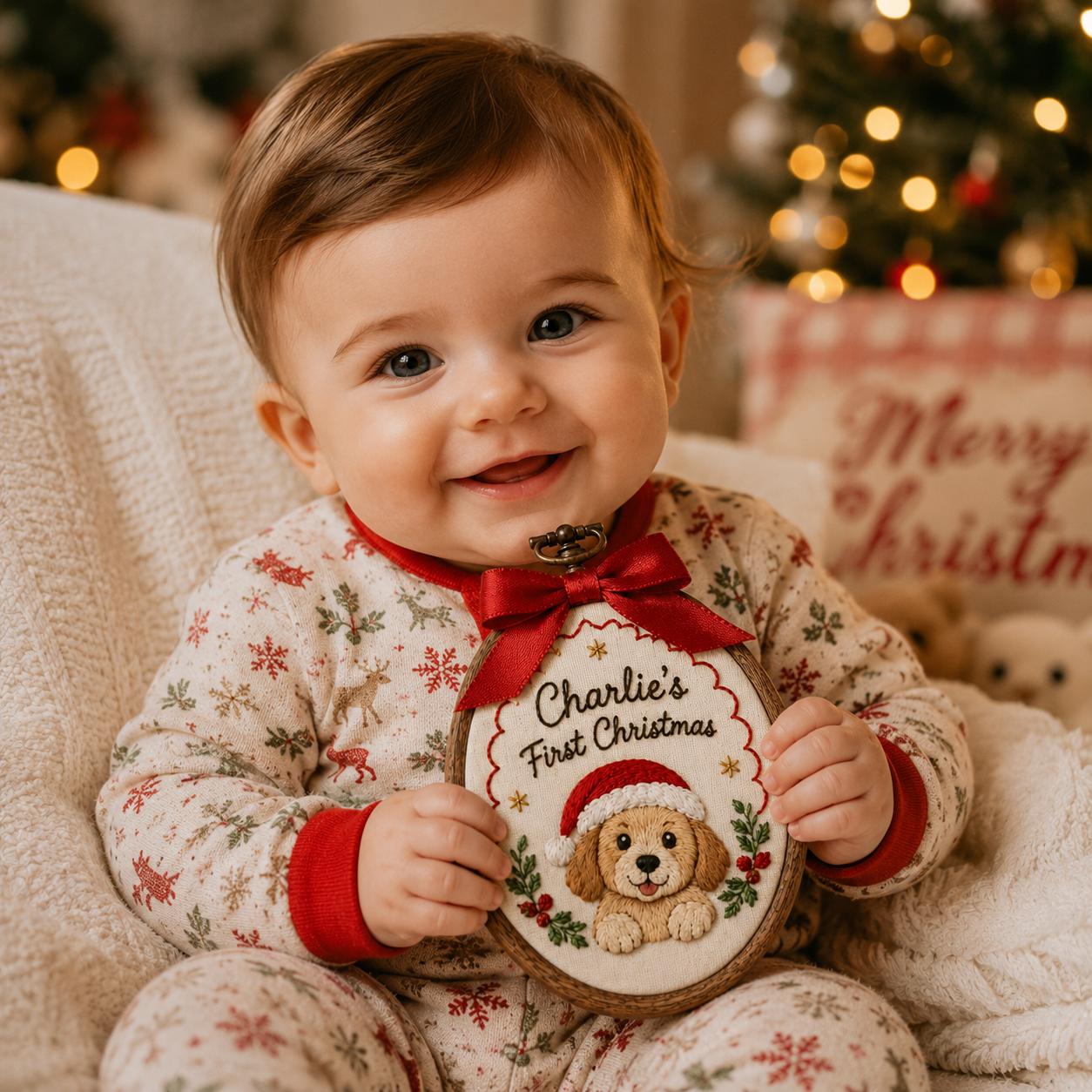 Personalized Family Christmas Ornament with Custom Names Embroidered Hoop, First Christmas Together Keepsake, and Dog Lover Holiday Gift 2026 - photo 10