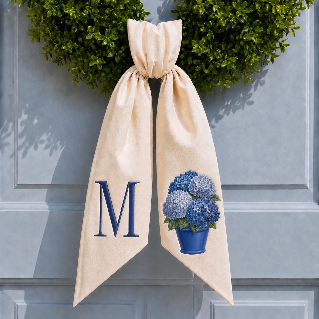 All Season Fall, Halloween, and Christmas Wreath Sash with Custom Monogram Embroidery and Personalized Front Door Decor - photo 7