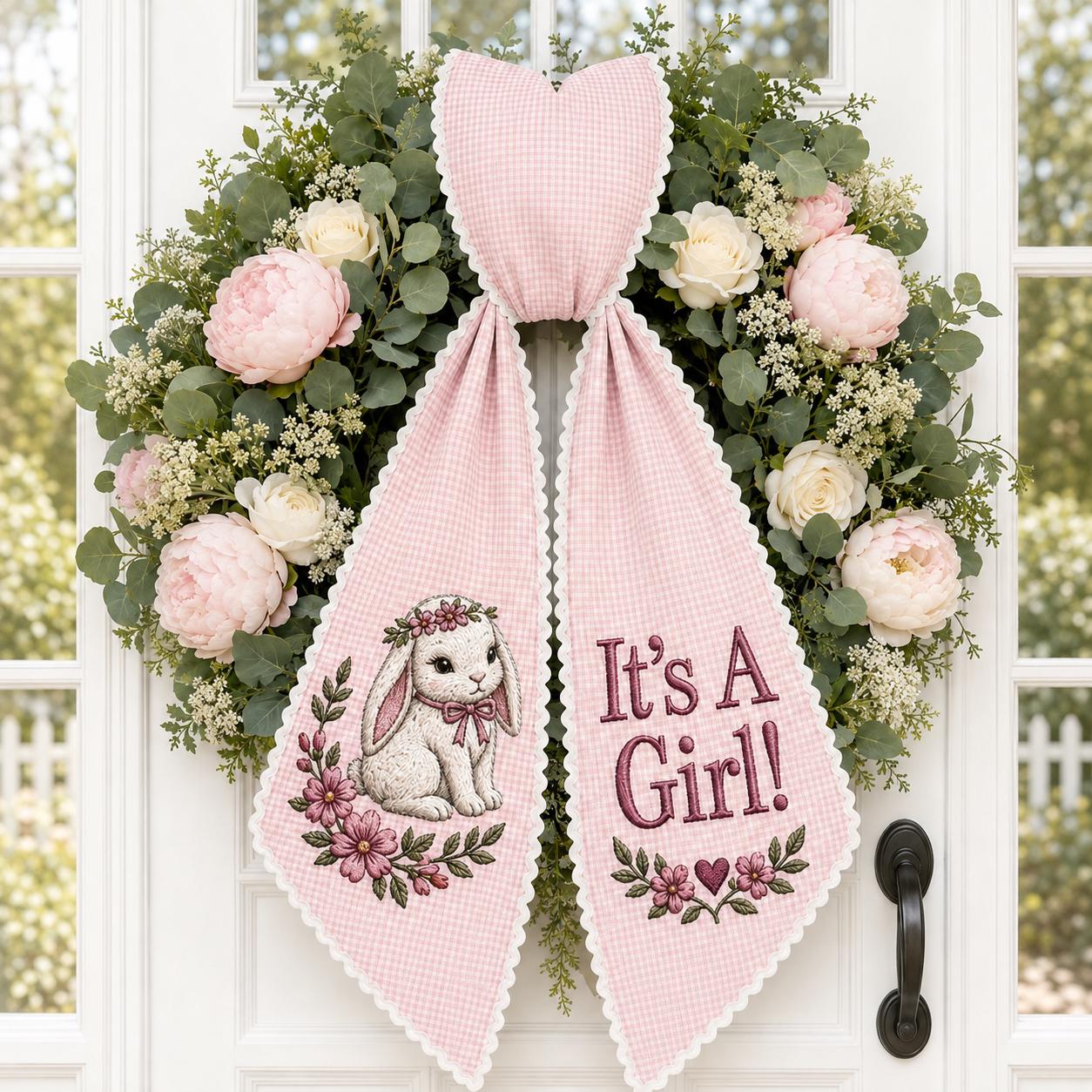 All Season Fall, Halloween, and Christmas Wreath Sash with Custom Monogram Embroidery and Personalized Front Door Decor - photo 11