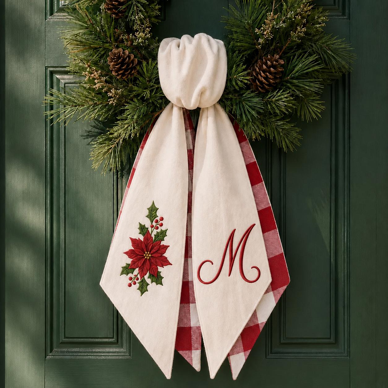 All Season Wreath Sash Bundle for Holiday and Everyday Door Decor, Custom Text Wreath Sashes with Ric Rac, and Sports Floral Holiday Sash - photo 2