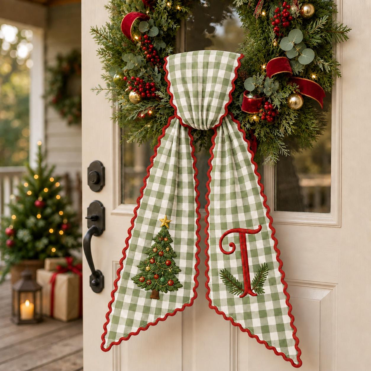All Season Wreath Sash Bundle for Holiday and Everyday Door Decor, Custom Text Wreath Sashes with Ric Rac, and Sports Floral Holiday Sash - photo 7