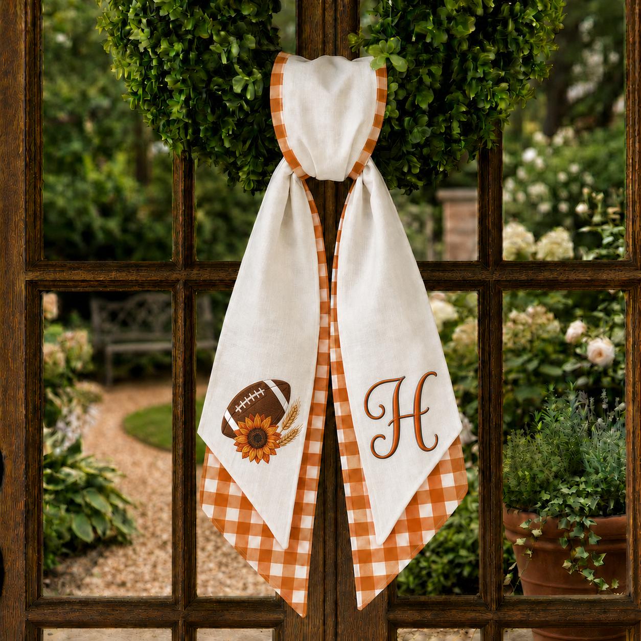 All Season Wreath Sash Bundle for Holiday and Everyday Door Decor, Custom Text Wreath Sashes with Ric Rac, and Sports Floral Holiday Sash - photo 8