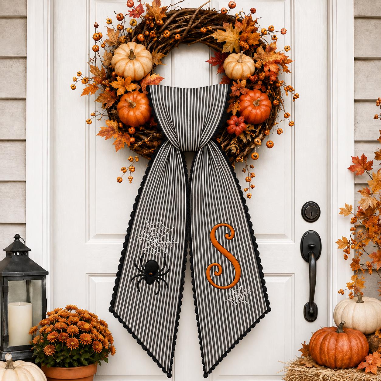 All Season Wreath Sash Bundle for Holiday and Everyday Door Decor, Custom Text Wreath Sashes with Ric Rac, and Sports Floral Holiday Sash - photo 10
