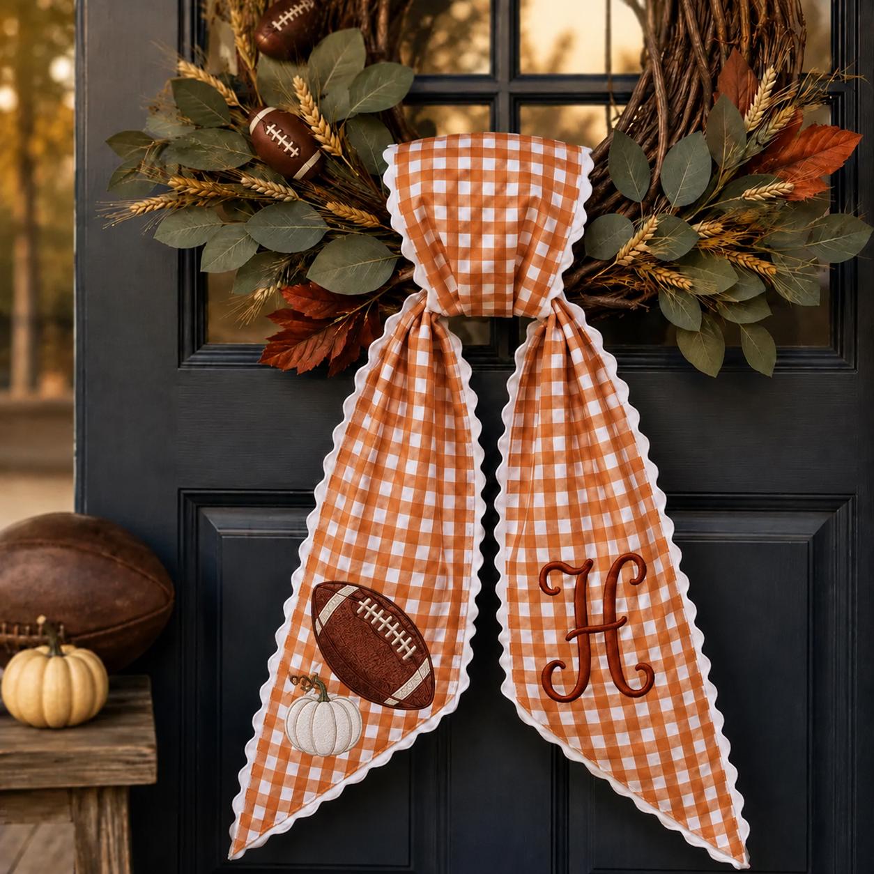 All Season Wreath Sash Bundle for Holiday and Everyday Door Decor, Custom Text Wreath Sashes with Ric Rac, and Sports Floral Holiday Sash - photo 11