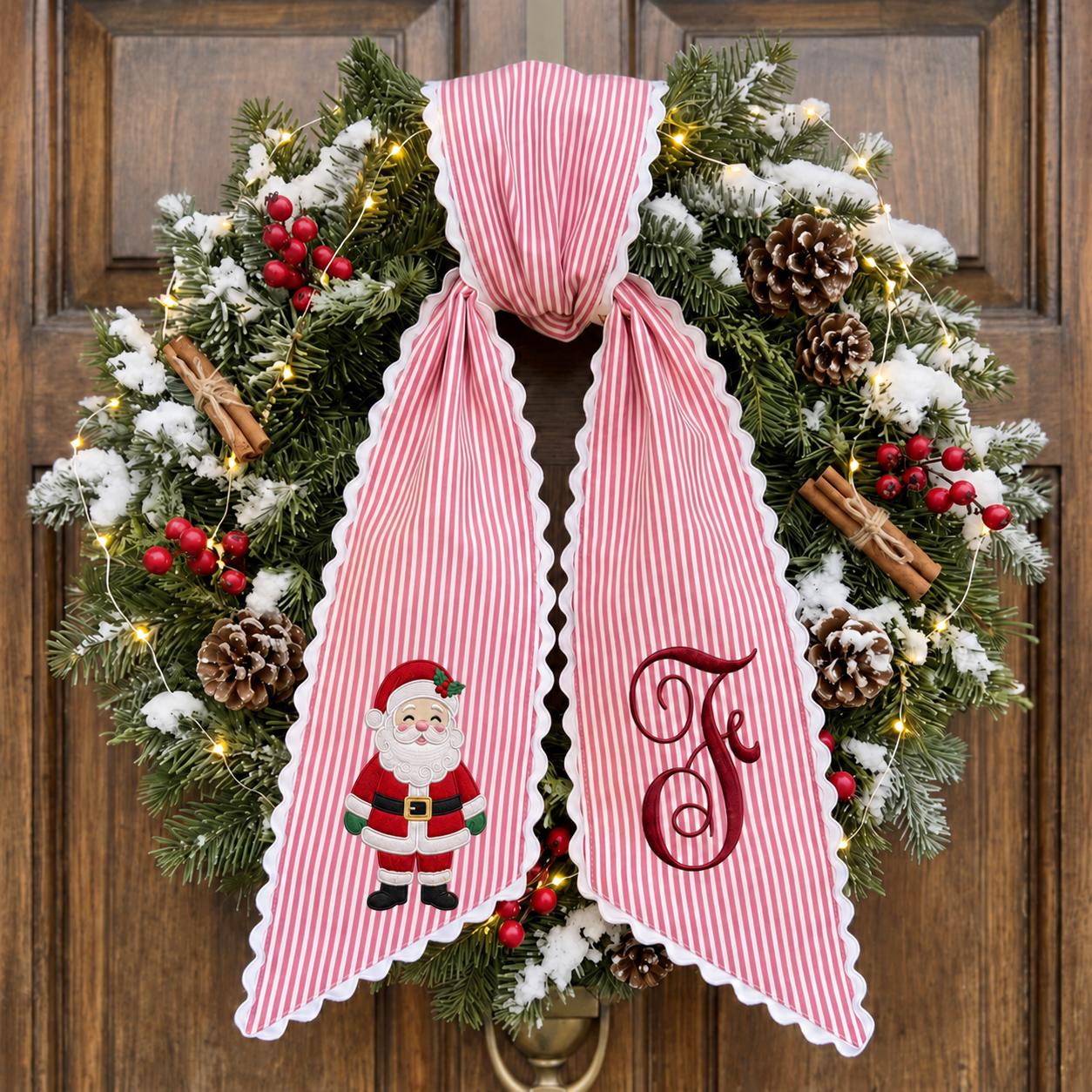 Custom All-Season Monogram Bow Wreath Sash Bundle for Choose 4 or 8 Set with Personalized Floral Pumpkin Halloween Door Decor - photo 2