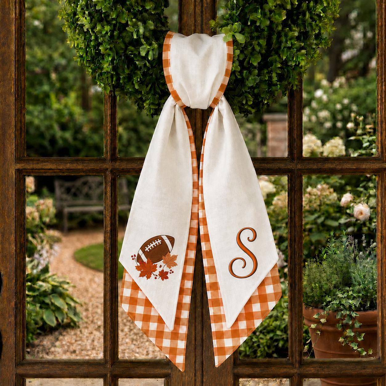 Custom All-Season Monogram Bow Wreath Sash Bundle for Choose 4 or 8 Set with Personalized Floral Pumpkin Halloween Door Decor - photo 8