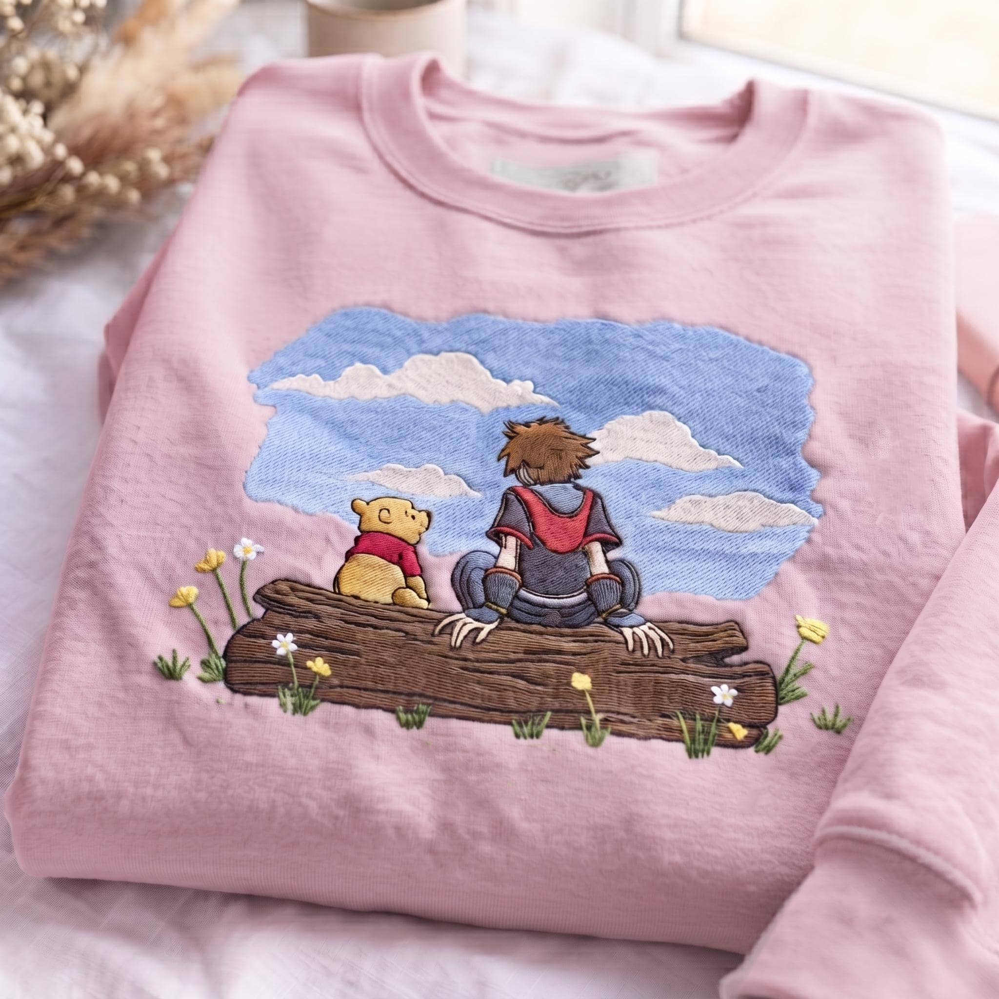 Embroidered Sora and Winnie the Pooh Kingdom Hearts Shirt for Game Fans – Disney Disneyland Family Matching Trip Gift