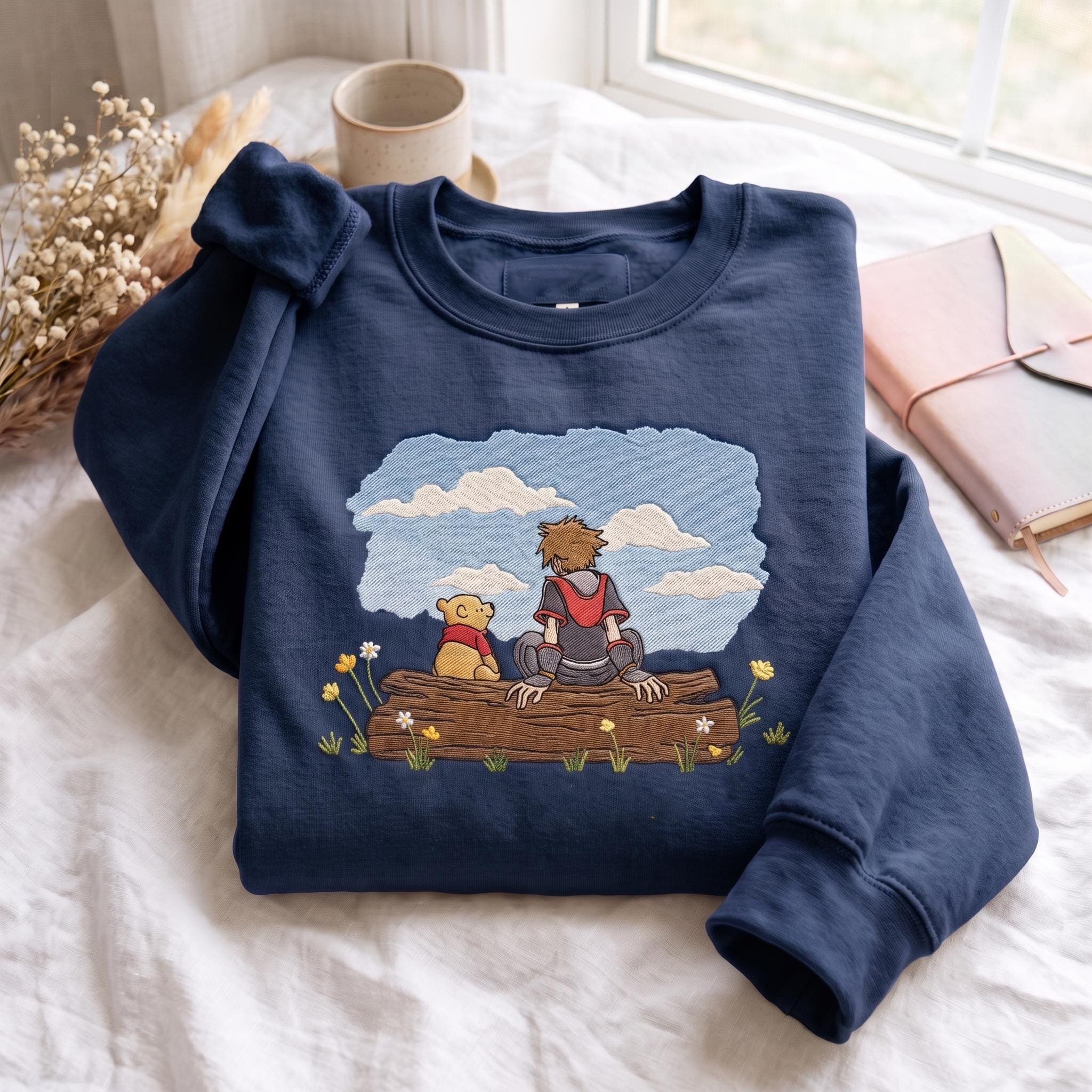 Embroidered Sora and Winnie the Pooh Kingdom Hearts Shirt for Game Fans – Disney Disneyland Family Matching Trip Gift - photo 4