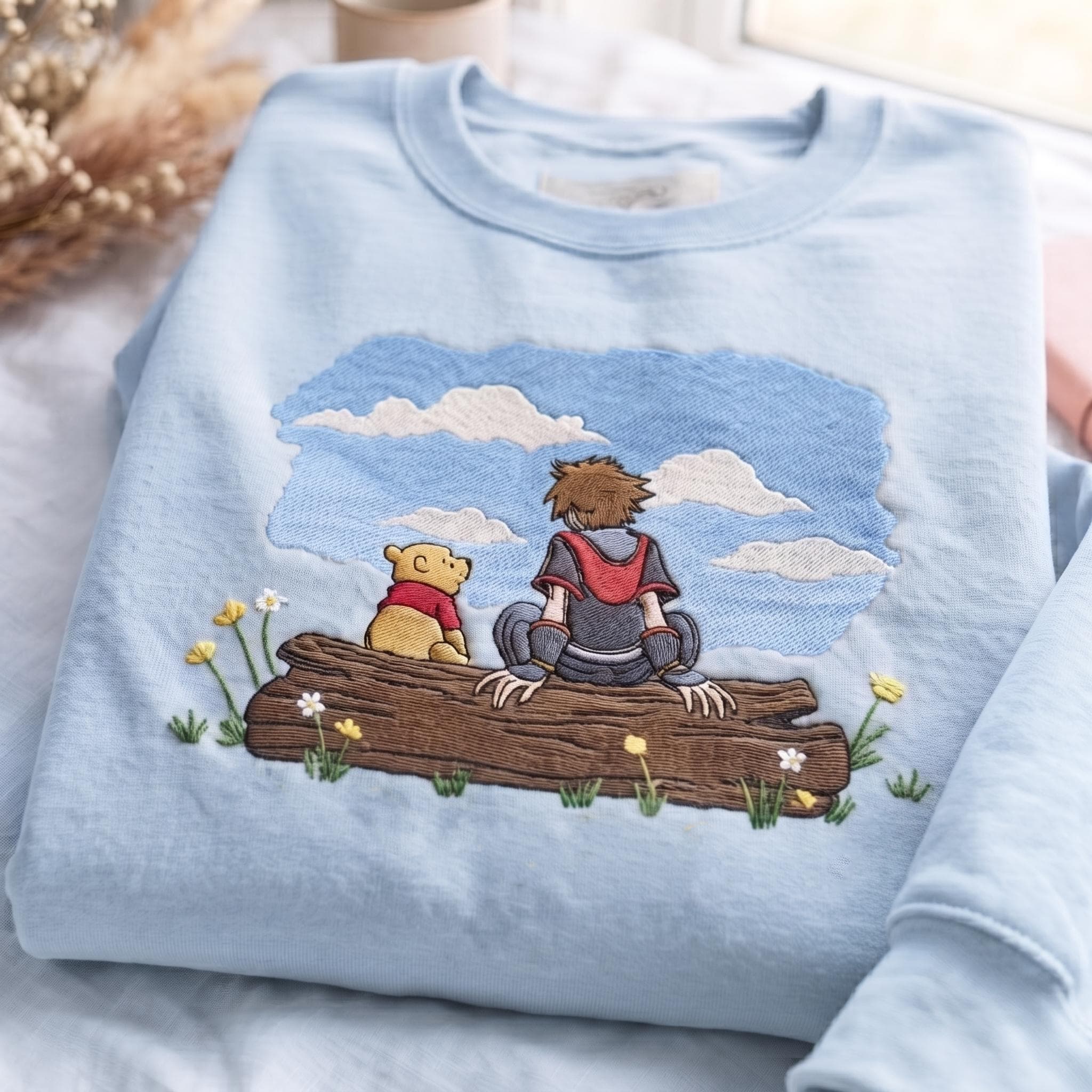 Embroidered Sora and Winnie the Pooh Kingdom Hearts Shirt – Disney Kingdom Disneyland Family Matching Trip Gift for Game Fans - photo 4
