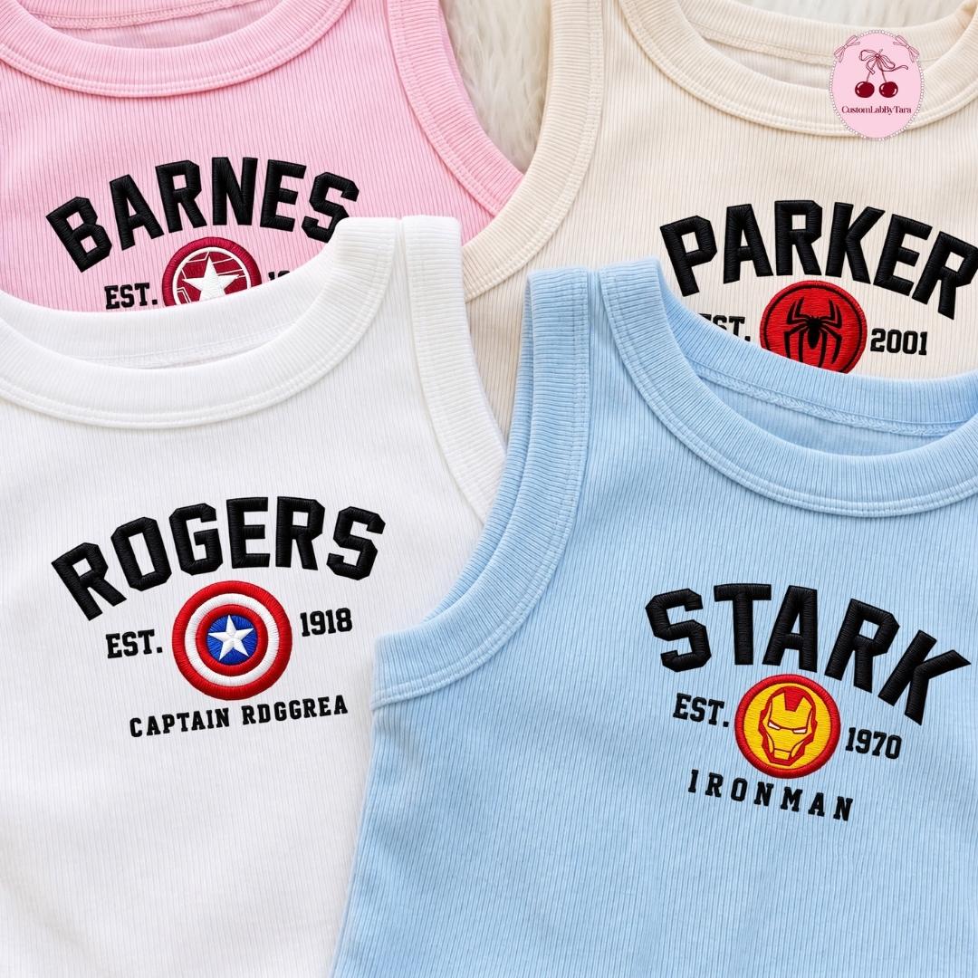 Embroidered Disney Marvel Avengers Shirt with Spiderman Iron Man and Captain America – MCU Superhero Lace Trim Tank Top Baby Tee Crop Tank - photo 6