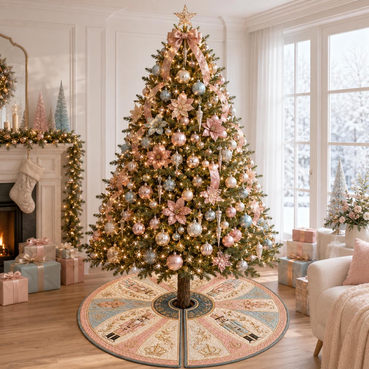 Nutcracker Quilted Christmas Tree Skirt with Holiday Tree Mat, Classic Nutcracker Decor, Quilted Tree Base, and Christmas Gift for Family - photo 5