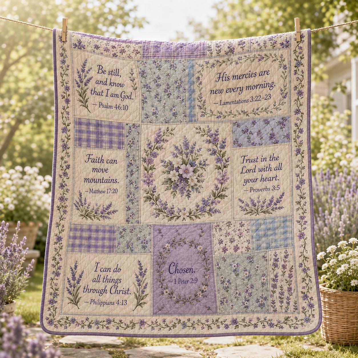 Christian Bible Verse Blanket with Floral Scripture Throw, Faith Gift for Women, and Cottagecore Religious Home Decor - photo 2