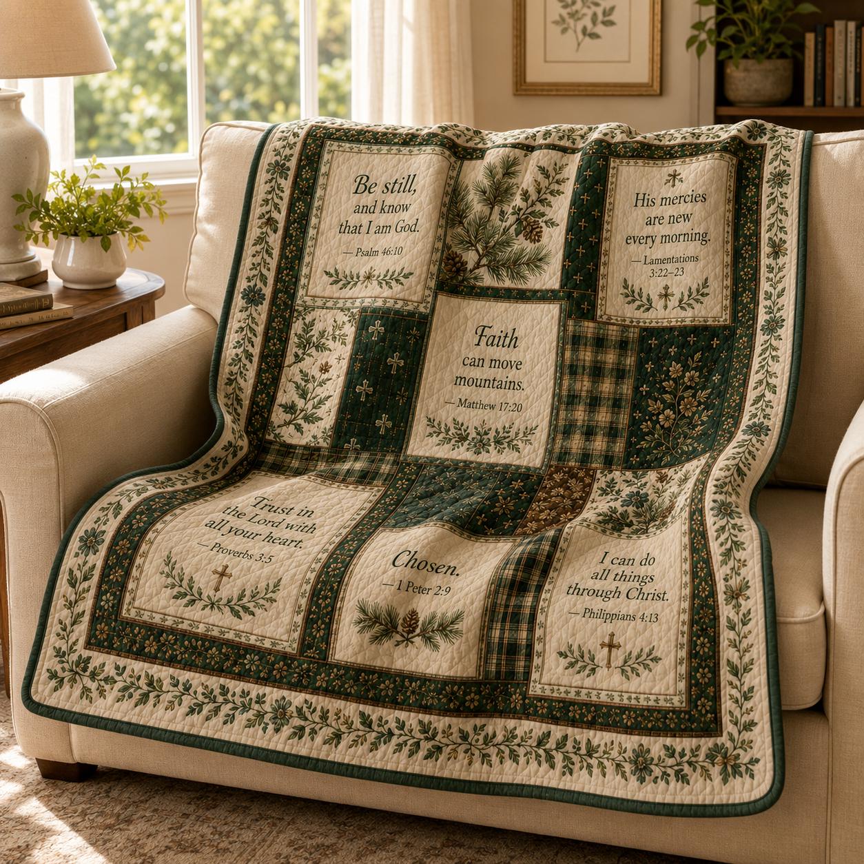 Christian Bible Verse Blanket with Floral Scripture Throw, Faith Gift for Women, and Cottagecore Religious Home Decor - photo 3