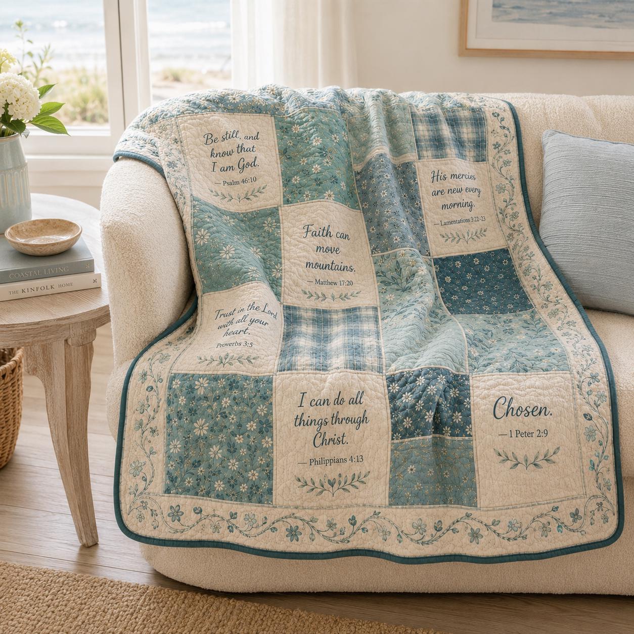 Christian Bible Verse Blanket with Floral Scripture Throw, Faith Gift for Women, and Cottagecore Religious Home Decor - photo 7