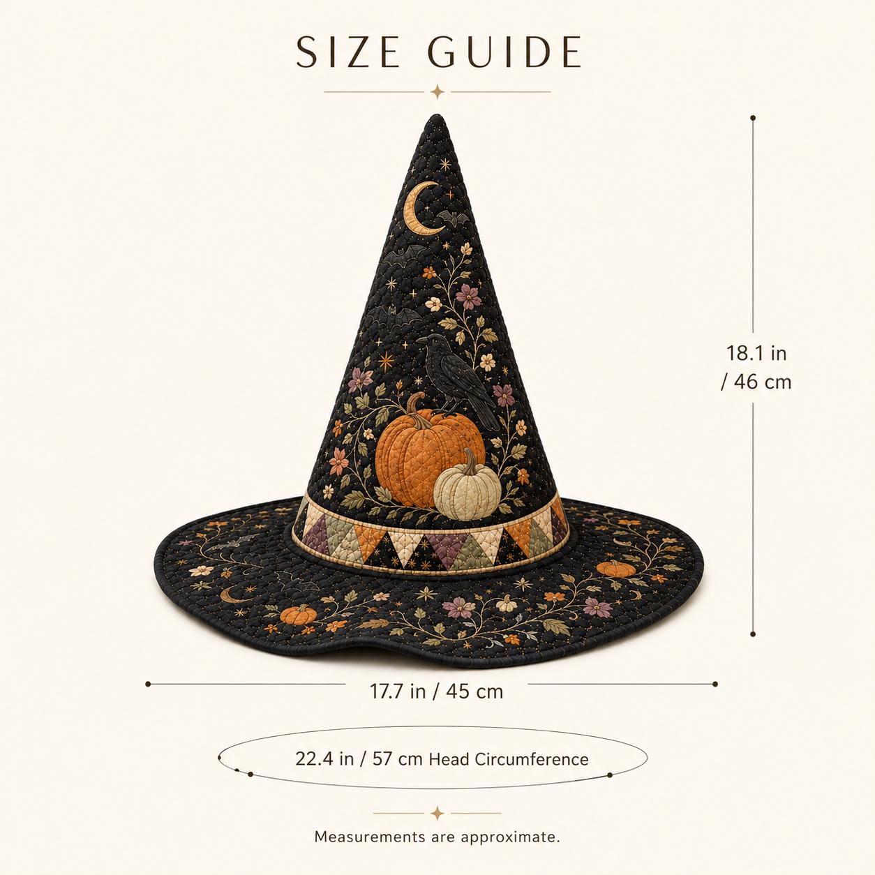 Quilted Witch Hat Halloween Decor with Pumpkin Raven Table Centerpiece, Cottagecore Fall Decor, and Witchy Gift for Halloween Lovers - photo 5