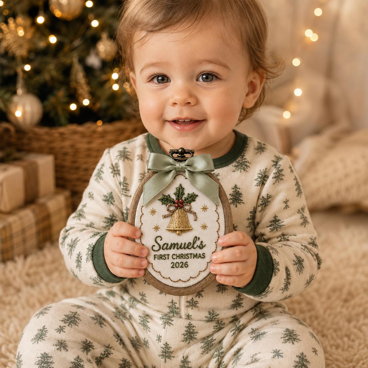 Personalized First Christmas Ornament with Custom Name Embroidered Hoop, Holly Bell Dove Baby Keepsake, and Heirloom Holiday Gift Christmas 2026 - photo 8