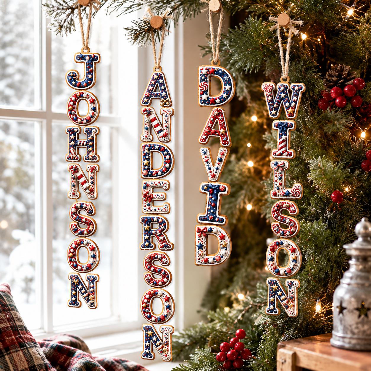 Personalized Christmas Gingerbread Letter Ornament with Custom Name, USA 250th Anniversary 2026 Keepsake, and Patriotic Family Gift - photo 5