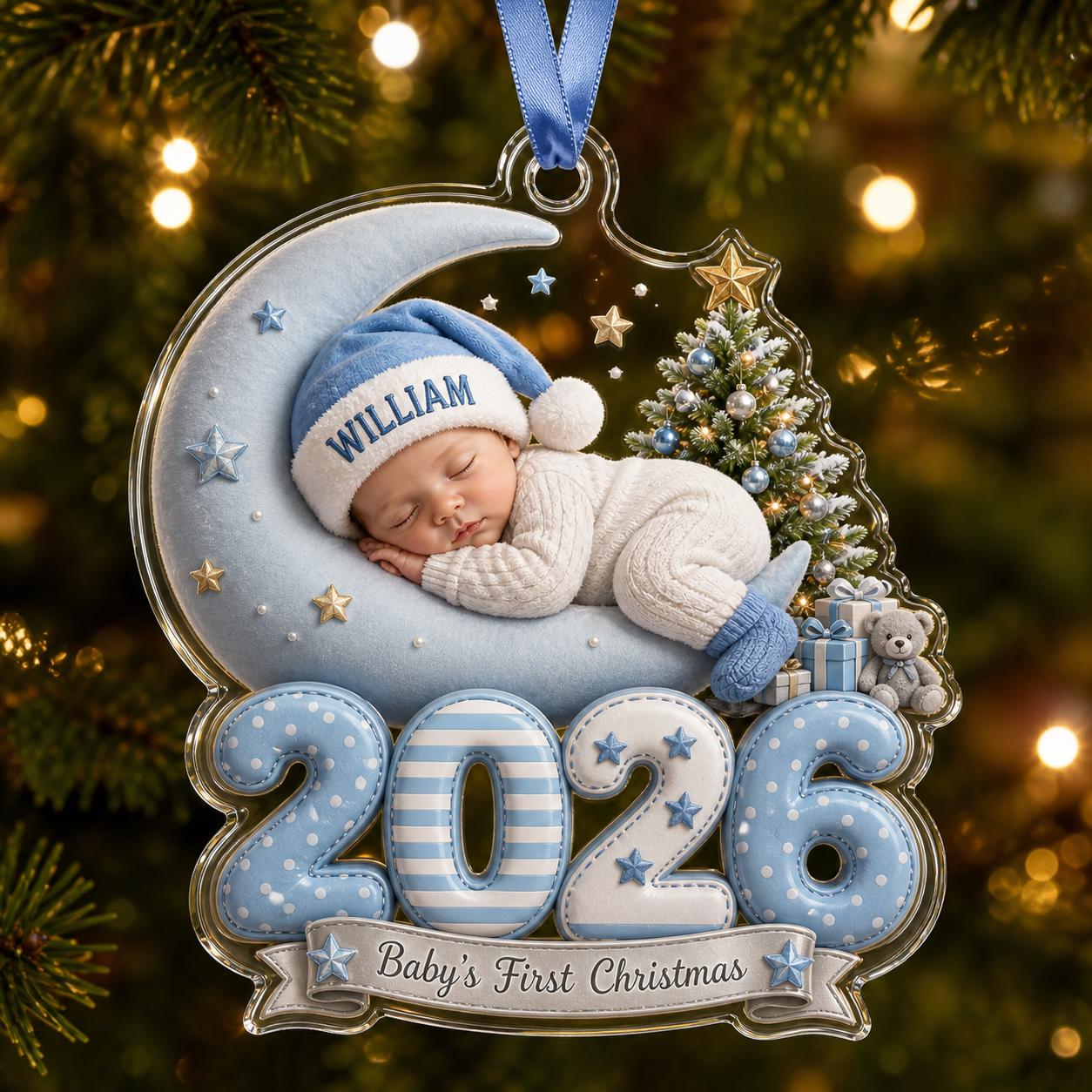 Personalized Baby First Christmas Acrylic Ornament with Custom Name 2026 Keepsake and Newborn Gift for Baby's - photo 2