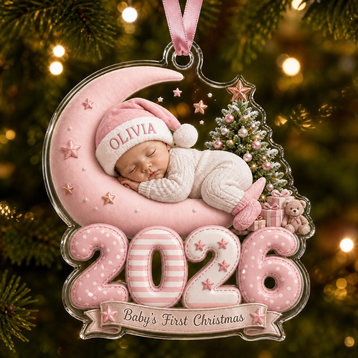 Personalized Baby First Christmas Acrylic Ornament with Custom Name 2026 Keepsake and Newborn Gift for Baby's - photo 5