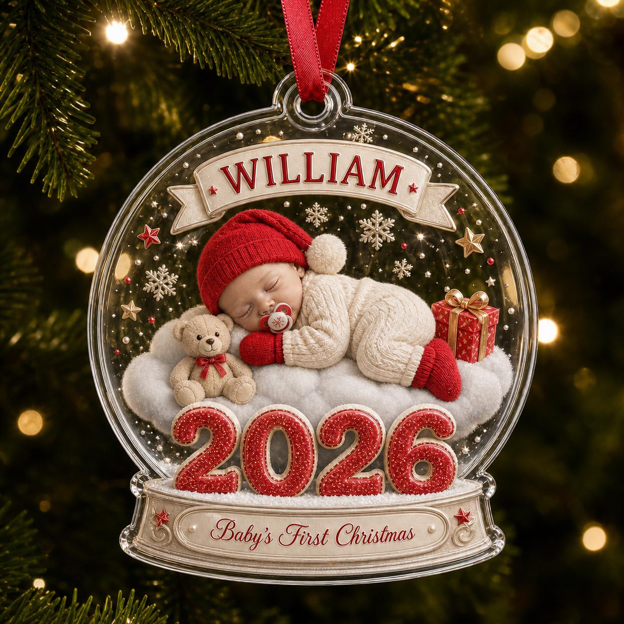 Personalized Baby First Christmas Acrylic Ornament with Custom Name 2026 Newborn Keepsake and New Gift for Parents Baby's - photo 1