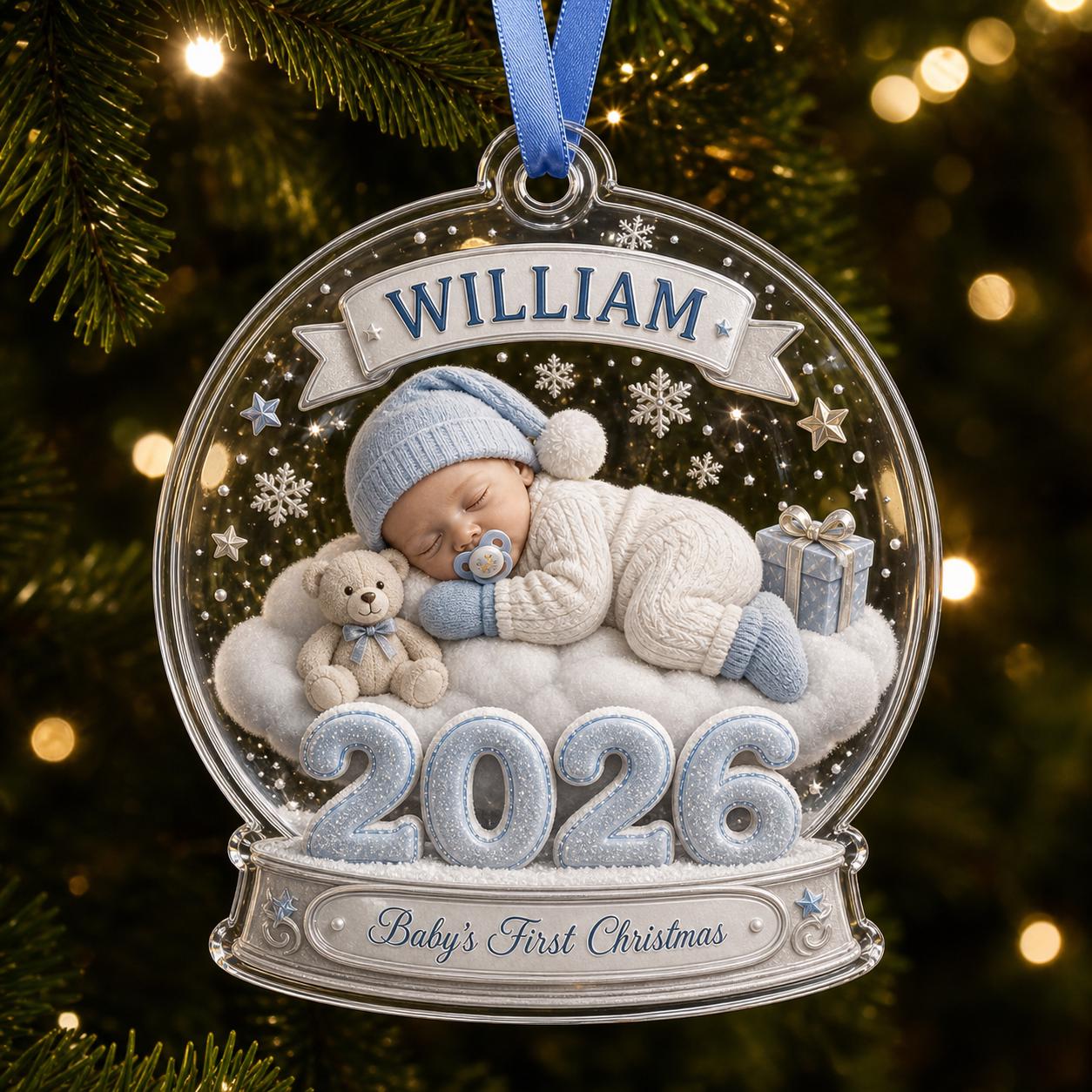 Personalized Baby First Christmas Acrylic Ornament with Custom Name 2026 Newborn Keepsake and New Gift for Parents Baby's - photo 2