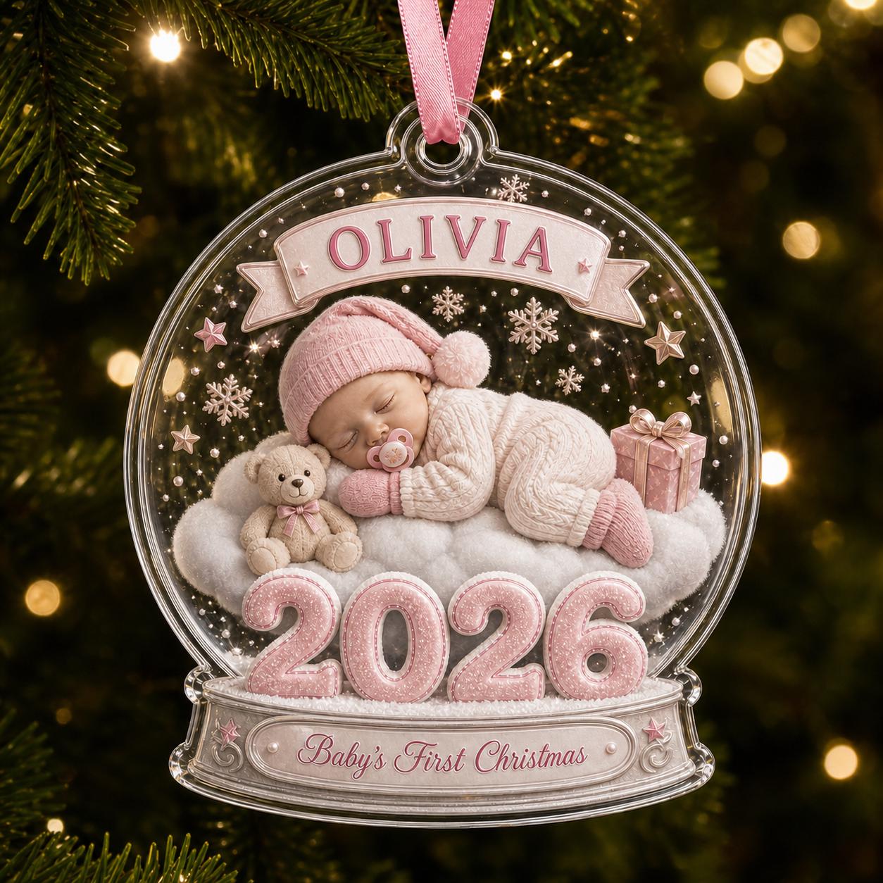 Personalized Baby First Christmas Acrylic Ornament with Custom Name 2026 Newborn Keepsake and New Gift for Parents Baby's - photo 3