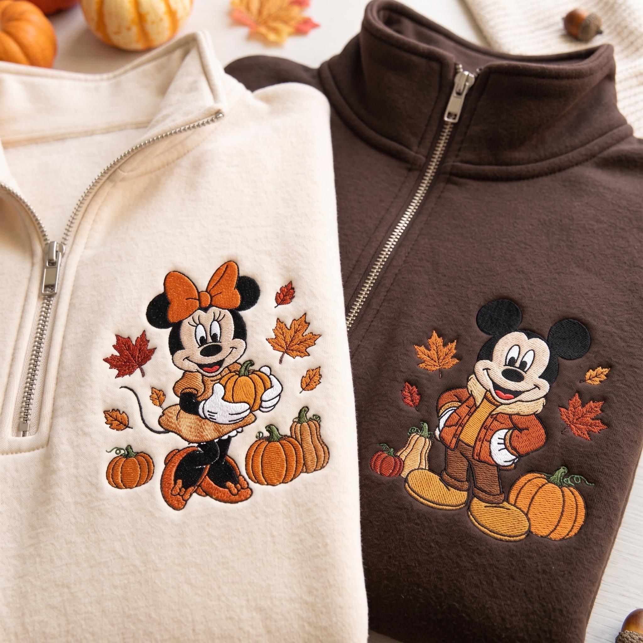 Custom Embroidered Disney Halloween Quarter Zip with Minnie Pumpkin and Mickey for a Cozy Fall Disneyland Vacation Gift - photo 3
