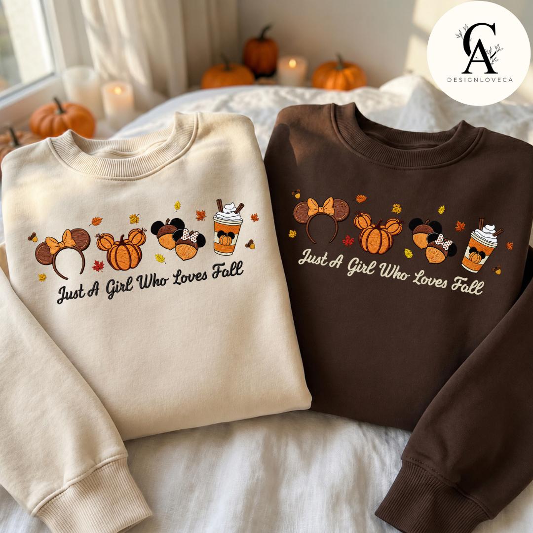 Embroidered Just a Girl Who Loves Fall Disney Baby Tee Crop Tank – Thanksgiving Halloween Fall Vibes Lace Trim Tank Sweater - photo 2