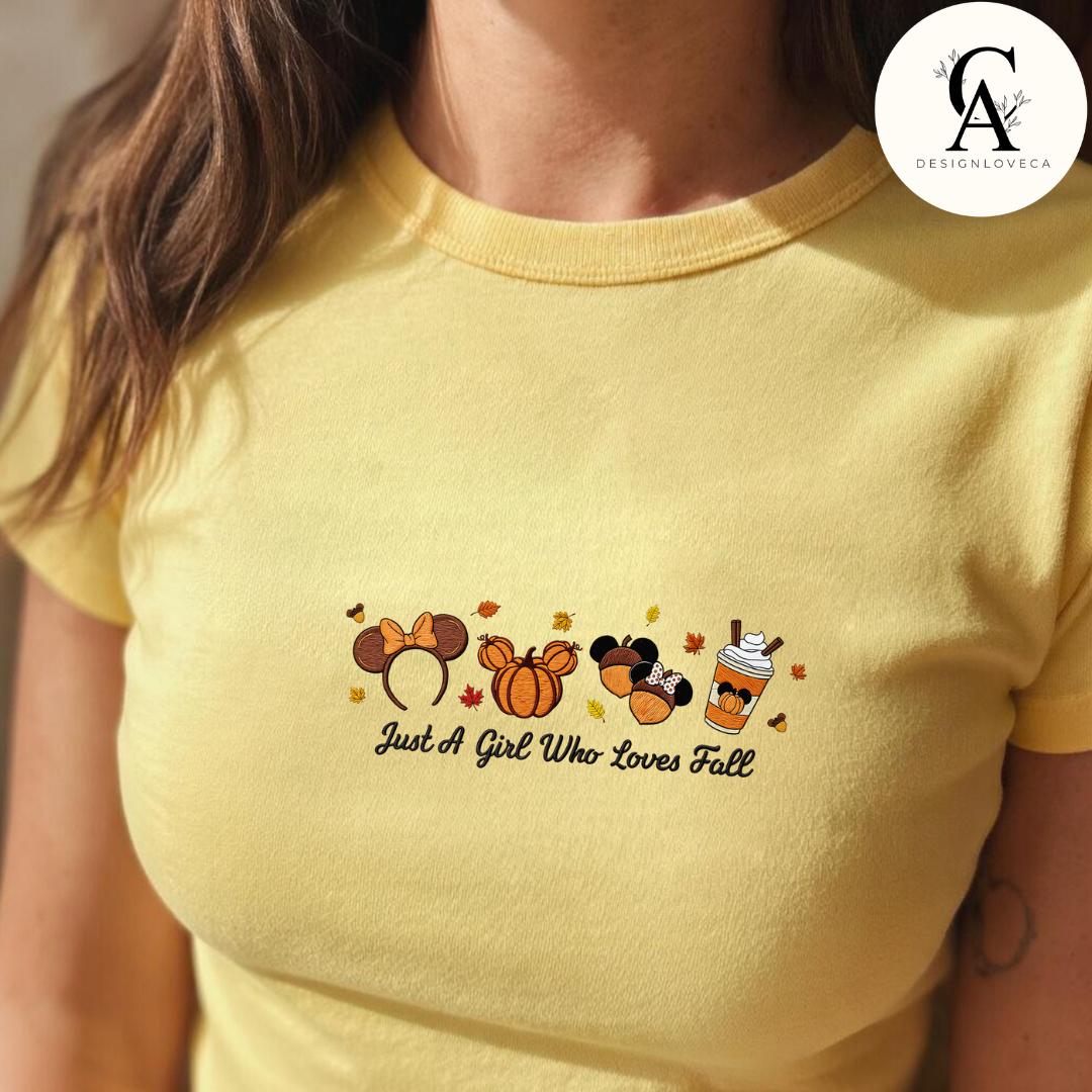 Embroidered Just a Girl Who Loves Fall Disney Baby Tee Crop Tank – Thanksgiving Halloween Fall Vibes Lace Trim Tank Sweater - photo 3