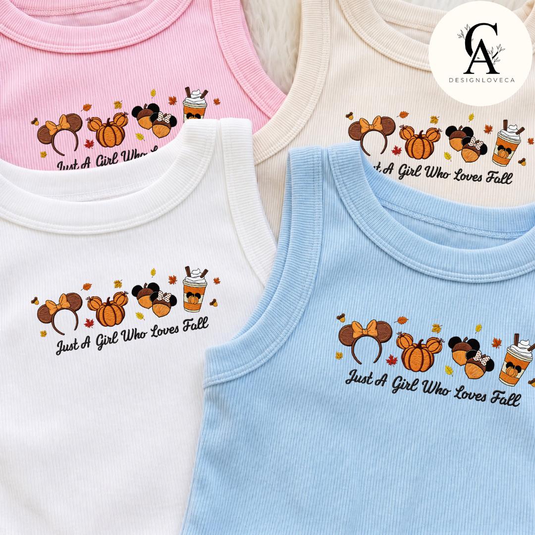 Embroidered Just a Girl Who Loves Fall Disney Baby Tee Crop Tank – Thanksgiving Halloween Fall Vibes Lace Trim Tank Sweater - photo 6