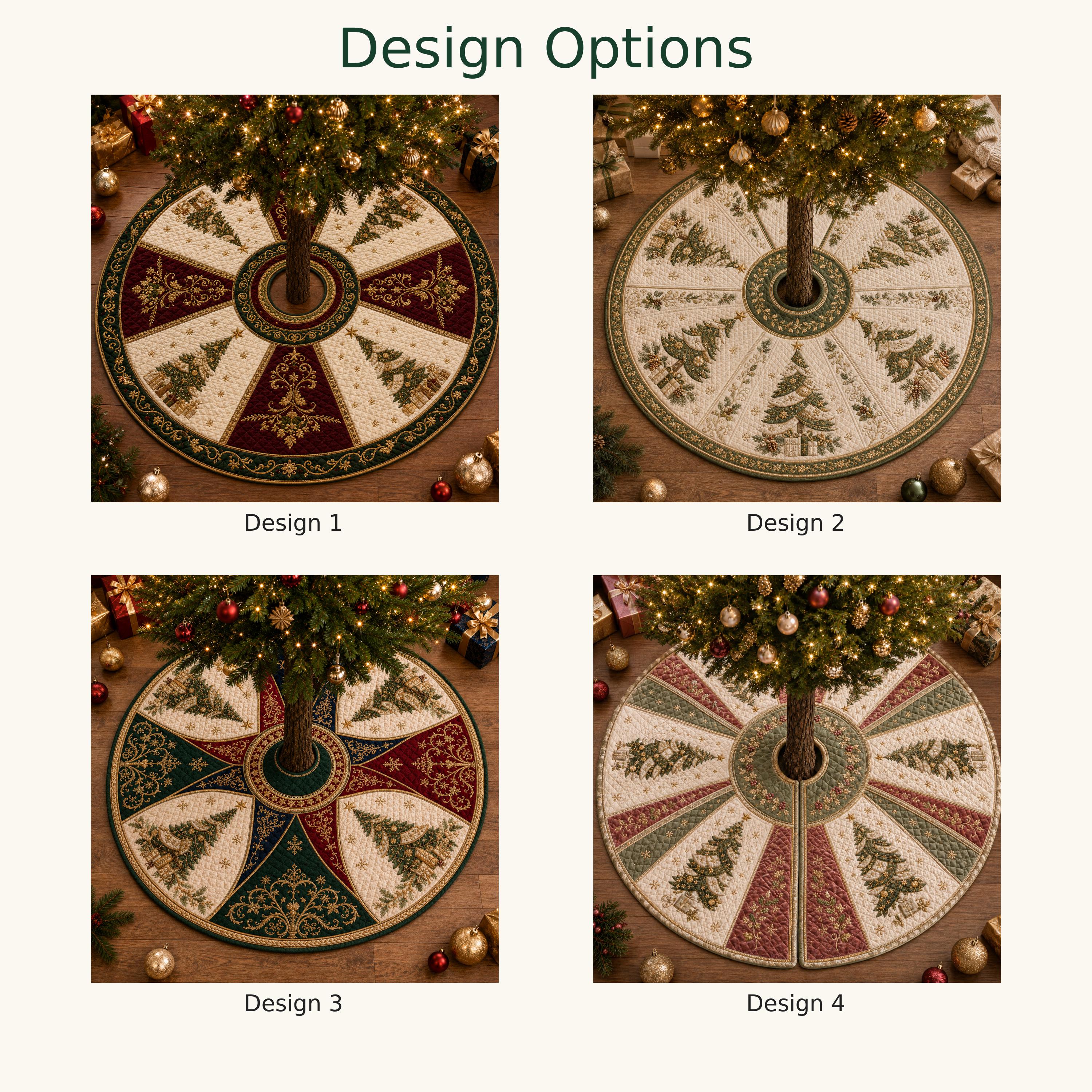 Quilted Christmas Tree Skirt with Elegant Holiday Tree Mat, Vintage Christmas Decor, Luxury Quilted Tree Base, and Gift for Christmas Lovers - photo 3