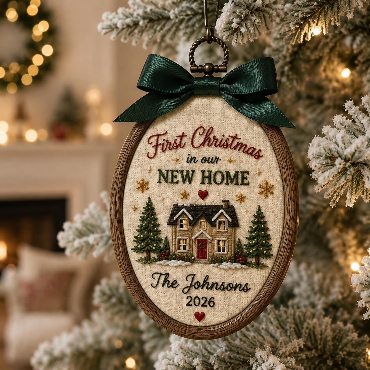 Personalized Christmas Ornament with Mr and Mrs New Home Baby First Christmas Embroidered Hoop, Family Holiday Keepsake Gift, and Custom Ornament - photo 10