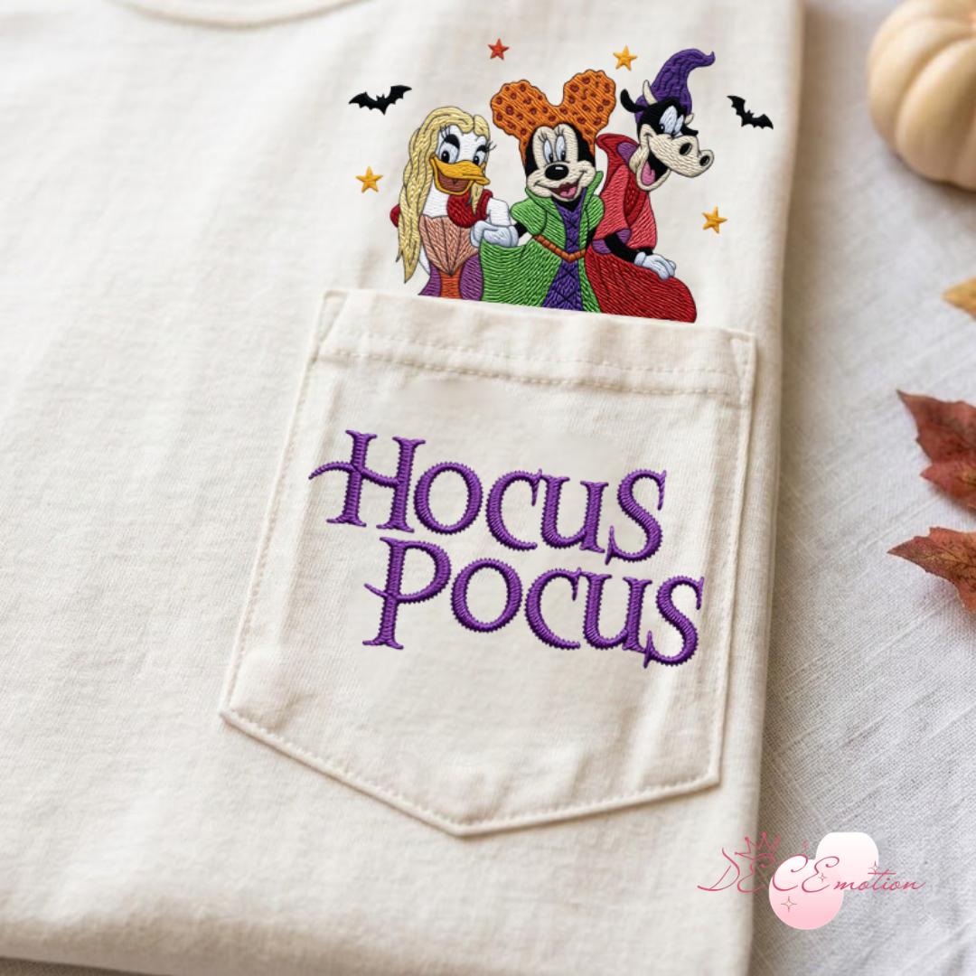 Embroidered Hocus Pocus Disney Halloween Comfort Colors Pocket Shirt with The Sanderson Sisters – Just a Bunch of Hocus Pocus Tee - photo 5