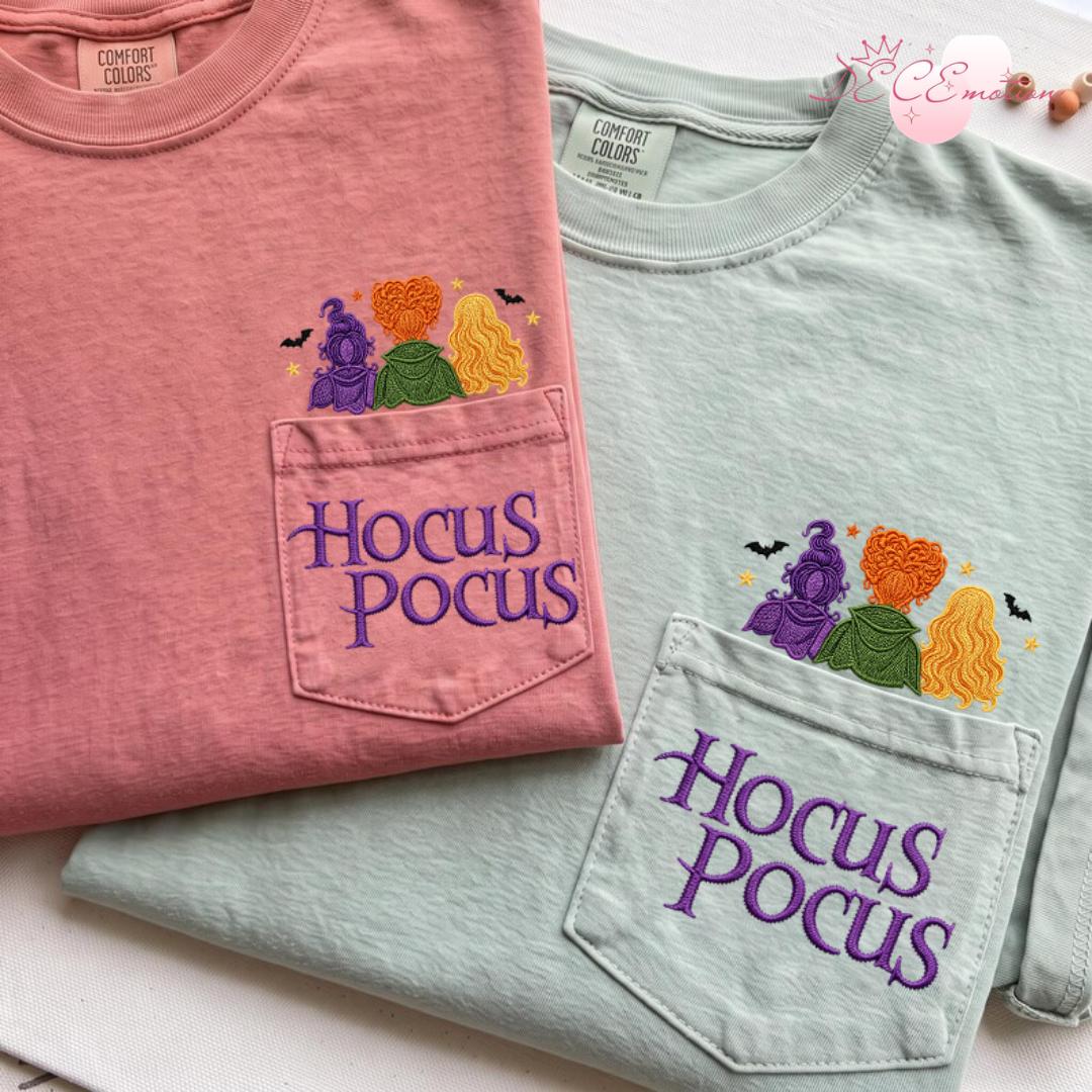Embroidered Hocus Pocus Disney Halloween Comfort Colors Pocket Shirt with The Sanderson Sisters – Just a Bunch of Hocus Pocus Tee - photo 6