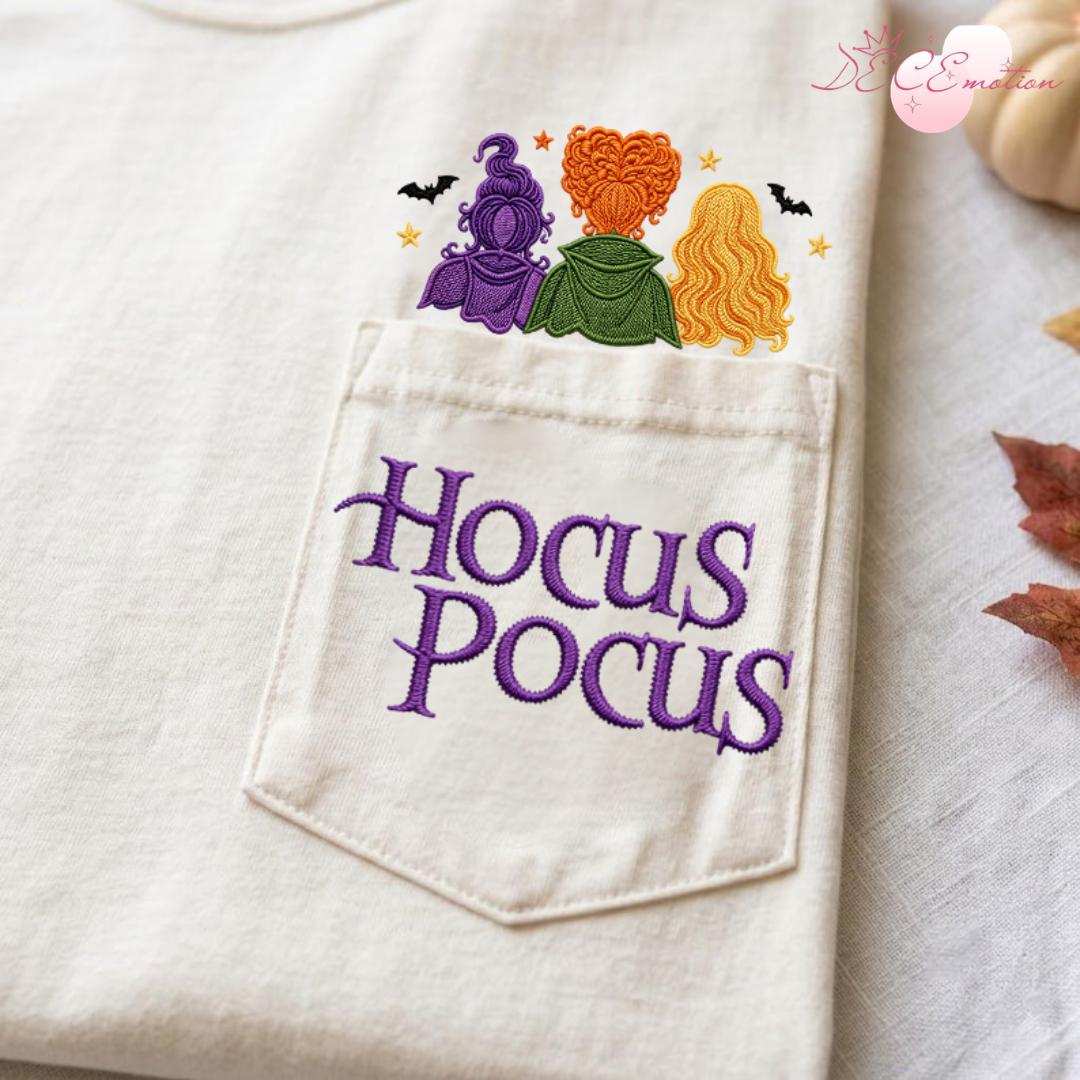 Embroidered Hocus Pocus Disney Halloween Comfort Colors Pocket Shirt with The Sanderson Sisters – Just a Bunch of Hocus Pocus Tee - photo 7