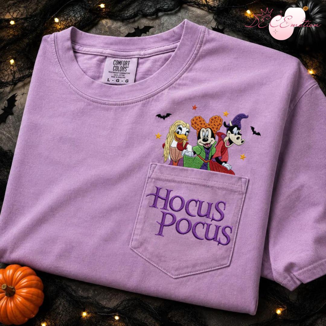 Embroidered Hocus Pocus Disney Halloween Comfort Colors Pocket Shirt with The Sanderson Sisters – Just a Bunch of Hocus Pocus Tee - photo 9