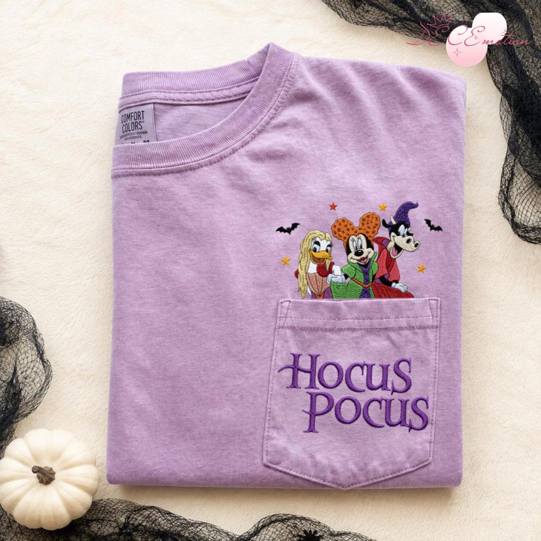Embroidered Hocus Pocus Disney Halloween Comfort Colors Pocket Shirt with The Sanderson Sisters – Just a Bunch of Hocus Pocus Tee - photo 13