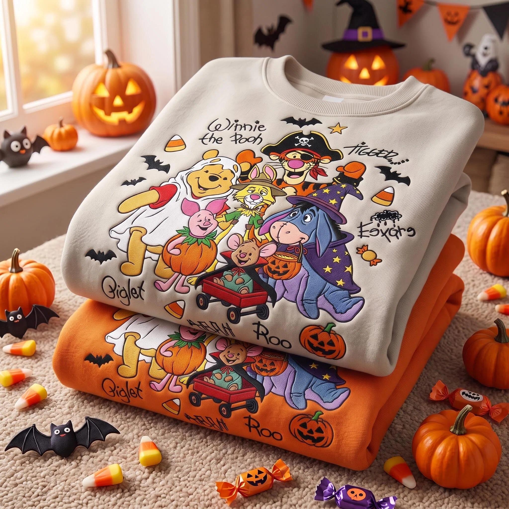 Embroidered Pooh and Friends Halloween Costume Sweatshirt – Disney Spooky Season WDW Halloween Tee and Shirt for Park Days - photo 2