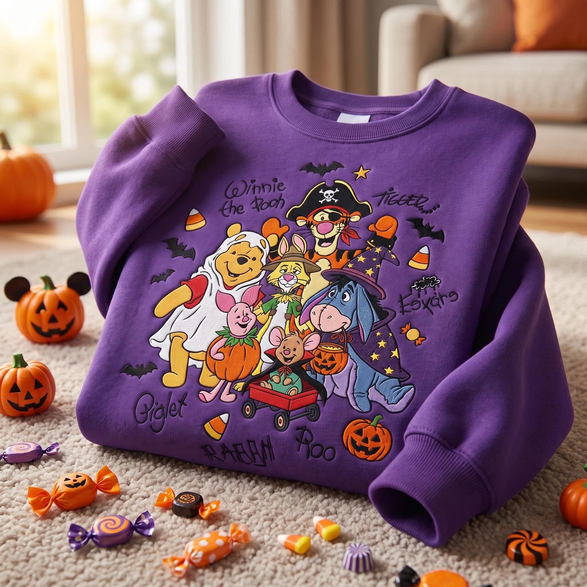 Embroidered Pooh and Friends Halloween Costume Sweatshirt – Disney Spooky Season WDW Halloween Tee and Shirt for Park Days - photo 4