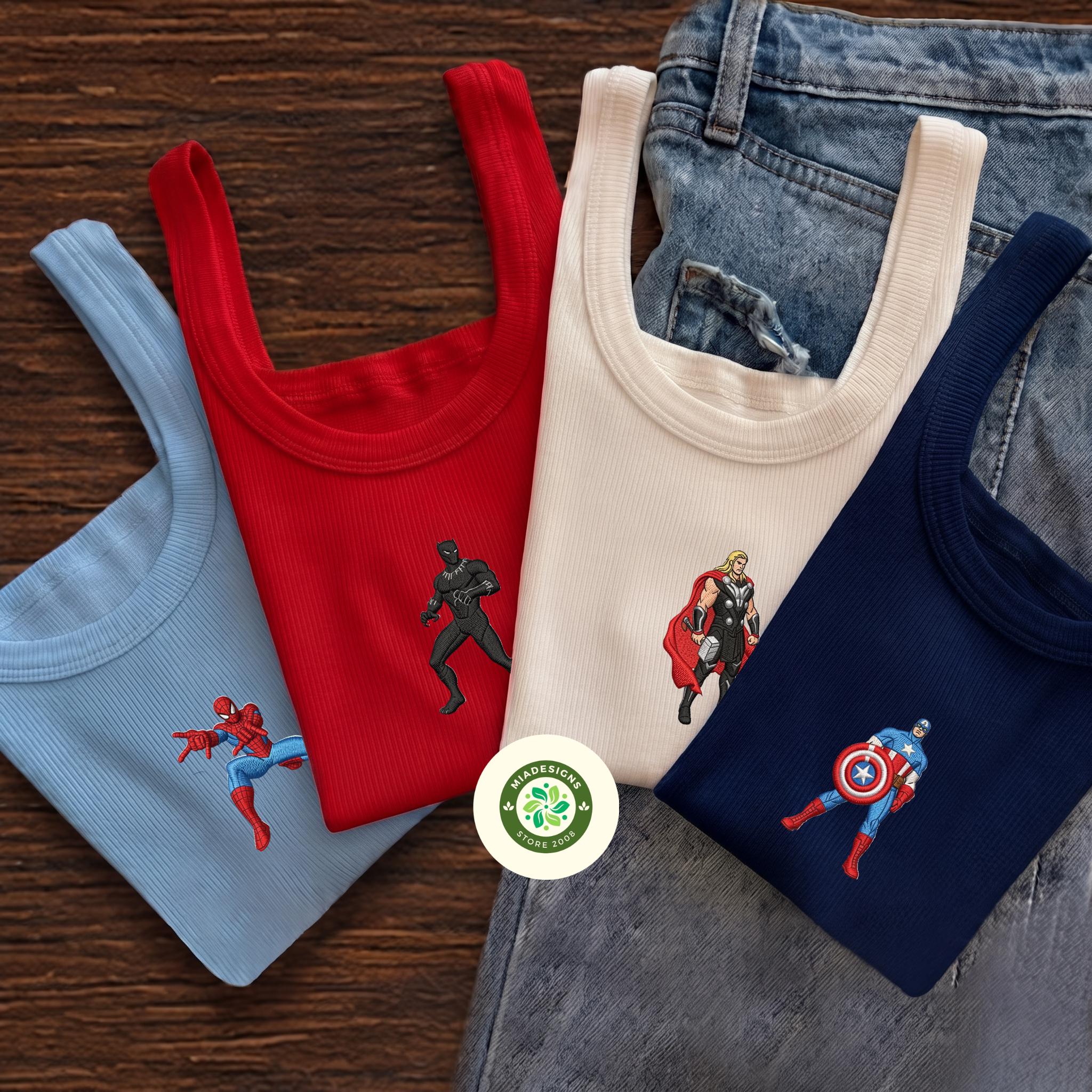 Embroidered Disney Marvel Superhero Baby Tee Crop Tank with Amazing Spider-Man Characters – MCU Fan Gift Lace Trim Tank Top