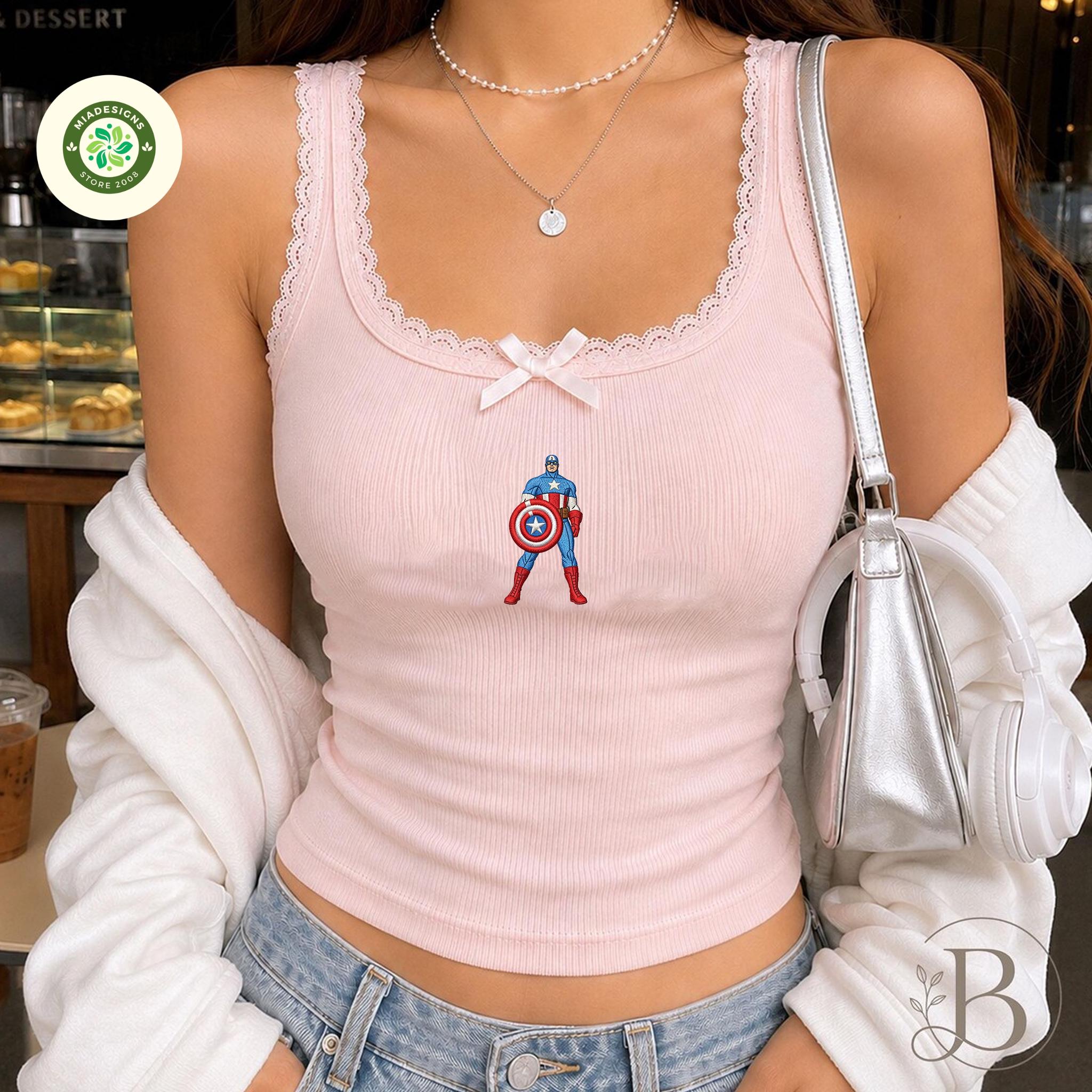 Embroidered Disney Marvel Superhero Baby Tee Crop Tank with Amazing Spider-Man Characters – MCU Fan Gift Lace Trim Tank Top - photo 4