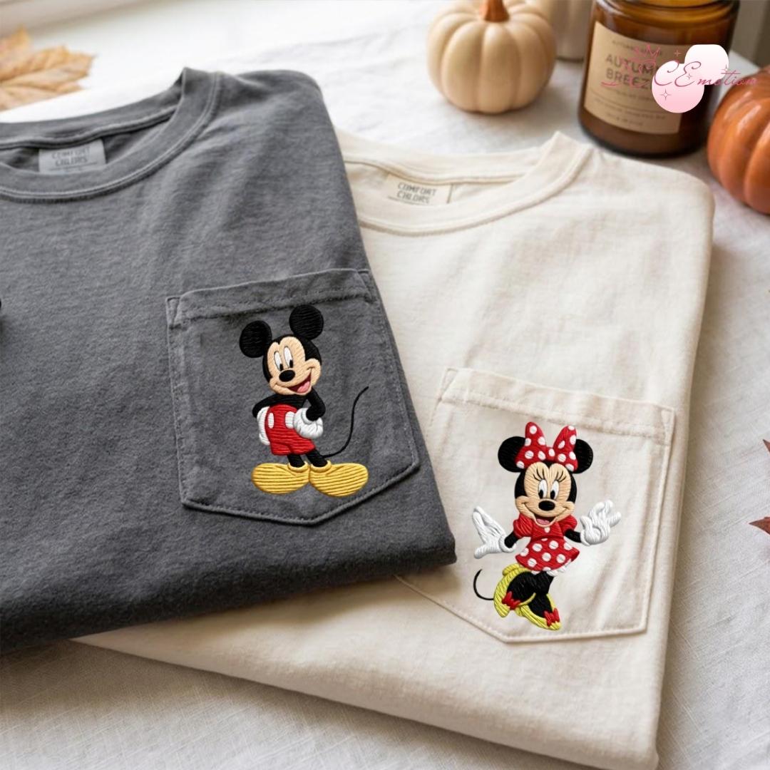 Embroidered Disney Trip Comfort Colors Pocket Shirt with All Characters Mickey Minnie Winnie the Pooh Stitch Toy Story and Princess - photo 2