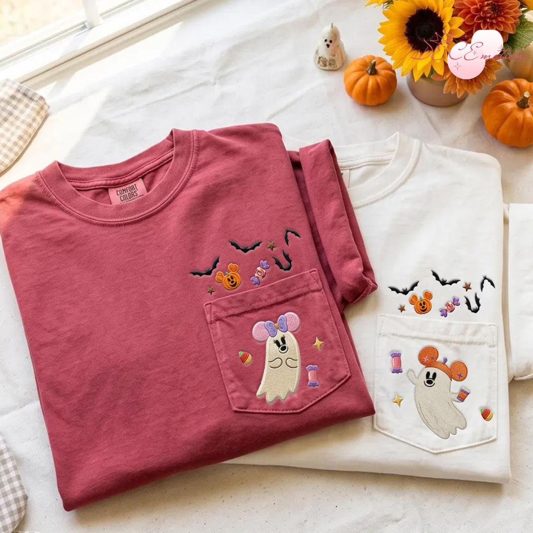 Embroidered Disney Halloween Comfort Colors Pocket Shirt for Mickey's Not So Scary Party – Mickey Minnie Ghost Pumpkin Trip - photo 4