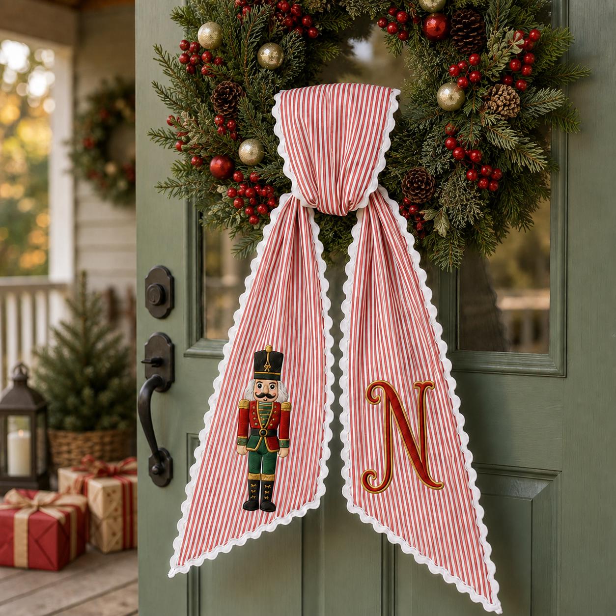 All Season Wreath Sash Bundle for Holiday and Everyday Door Decor, Custom Text Wreath Sashes with Ric Rac, and Patriotic Baby Holiday Sash - photo 3