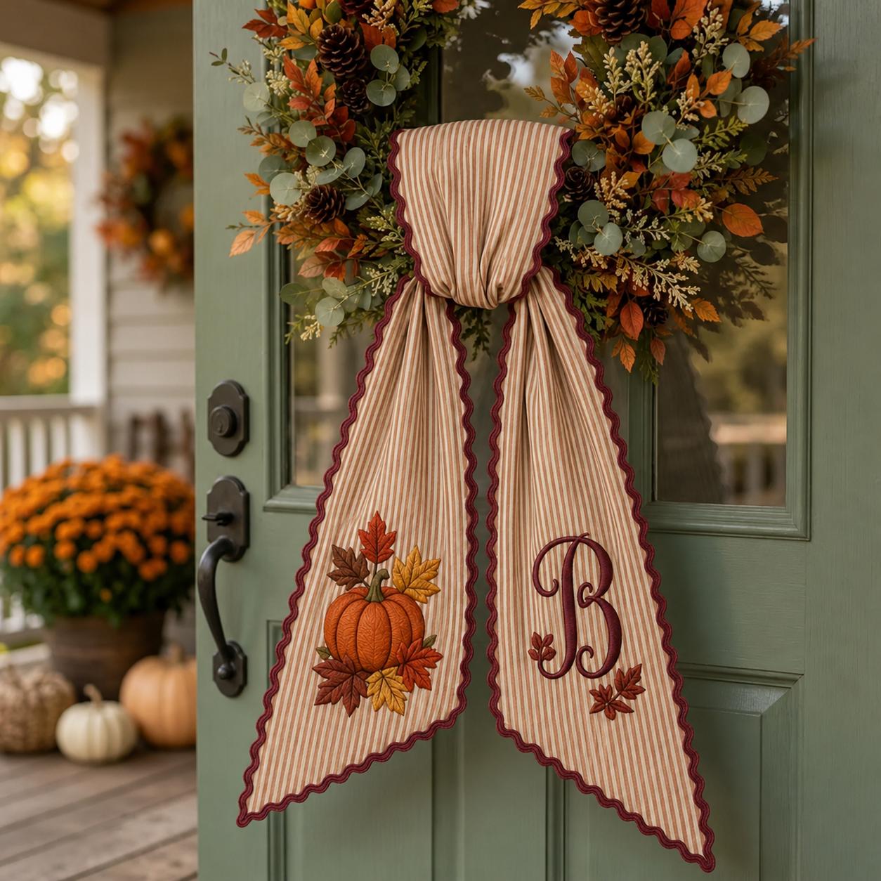 All Season Wreath Sash Bundle for Holiday and Everyday Door Decor, Custom Text Wreath Sashes with Ric Rac, and Patriotic Baby Holiday Sash - photo 9