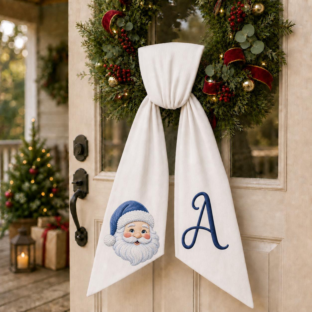 Custom All-Season Monogram Bow Wreath Sash Bundle for Choose 4 or 8 Set with Personalized Little Girl Gingerbread Floral Decor - photo 3