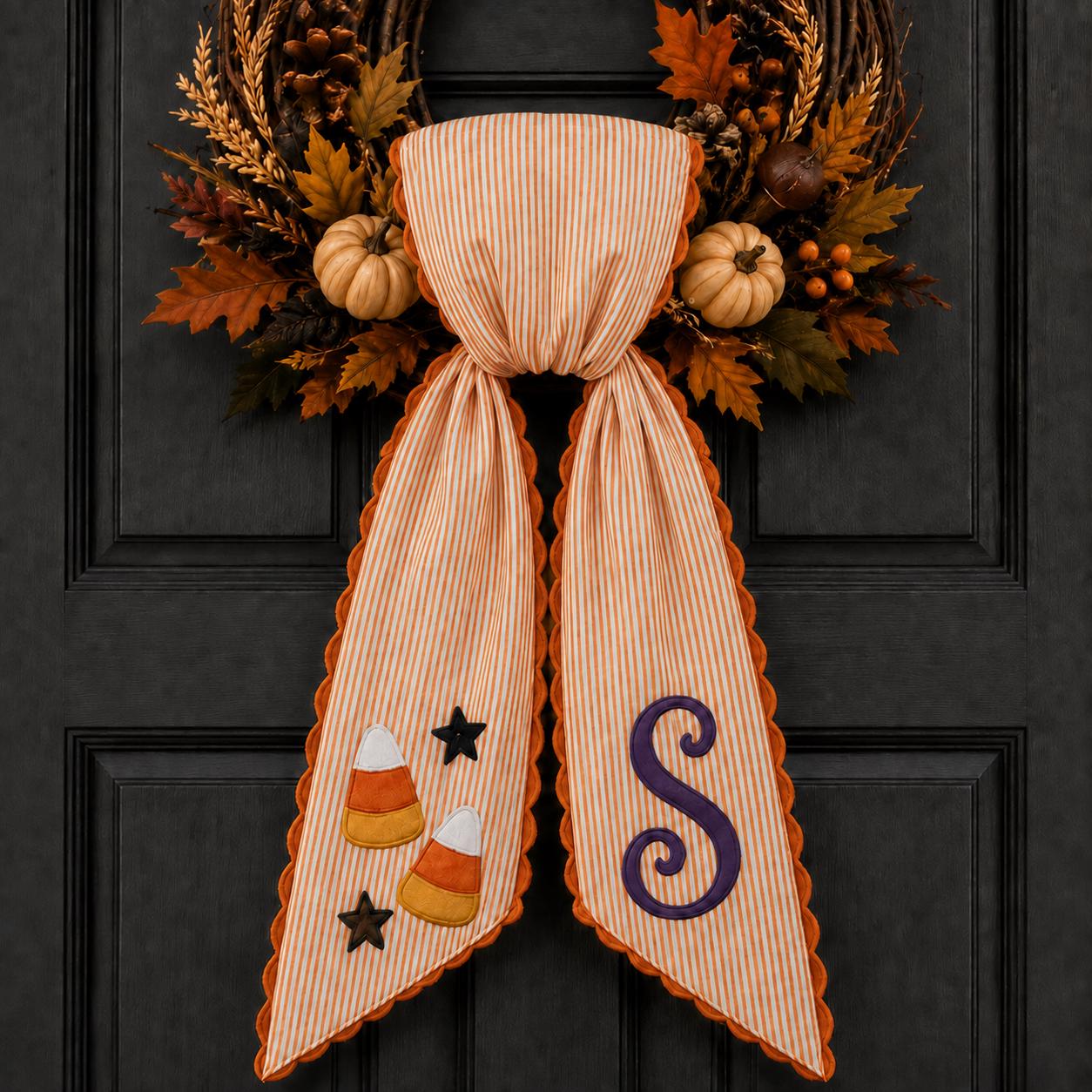 Custom All-Season Monogram Bow Wreath Sash Bundle for Choose 4 or 8 Set with Personalized Little Girl Gingerbread Floral Decor - photo 7
